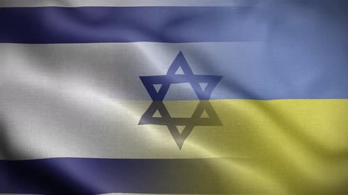 Waving Israel and Ukraine Flags With Star of David
