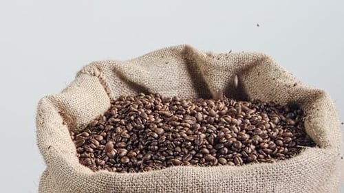 Roasted Coffee Beans Filling Burlap Sack