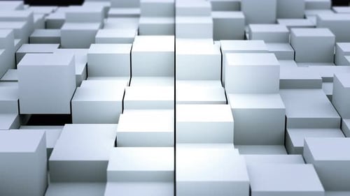 Abstract White 3D Cubes Pulsating Grid Background Loop