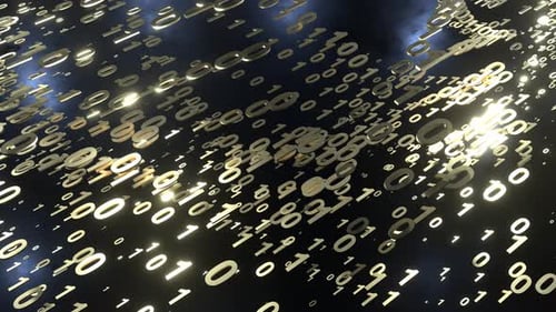 4K künstlerische Infografiken binäre Zahlen Rotation Technologie-Netzwerkdatenverbindung