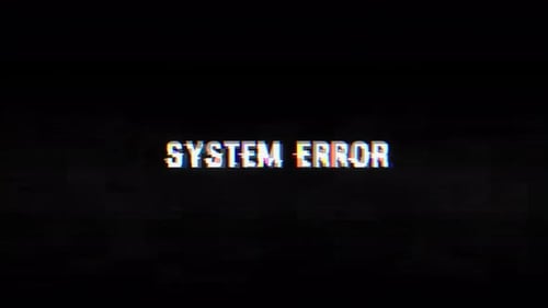 Error del sistema en texto con ruido y fondo vhs