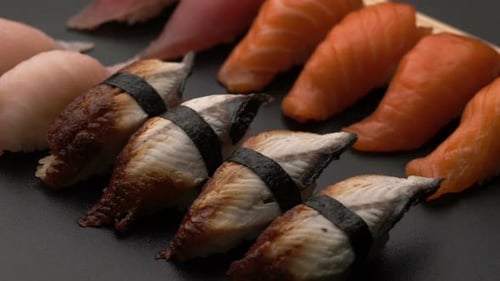 Rotate Fresh Sushi Food Background