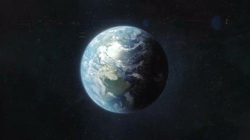 Animated Planet Earth Rotating in Starry Outer Space