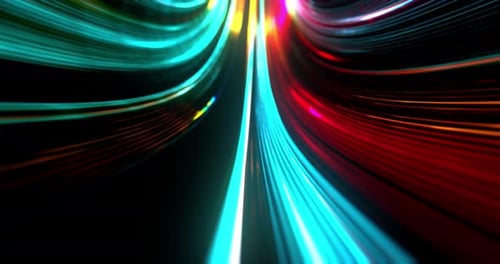 4K seamless loop flying into abstract tunnel, sci-fi space time warp.