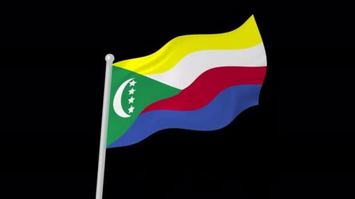 Animated Waving Flag of Comoros on Alpha Channel