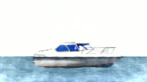 Hand-Drawn Boat Floating on Water Sketch Animation