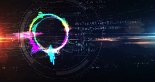 Audio spectrum music neon sign abstract loopable tunnel