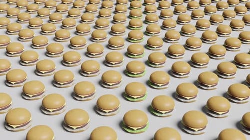 Minimalist Animated Pattern of Repeating Hamburgers