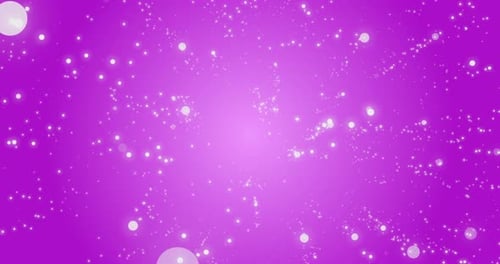 Animación de puntos blancos brillantes de luz que se mueven en un movimiento hipnótico sobre fondo rosa