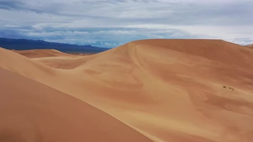 Aerial View of Sand Dunes in Gobi Desert Mongolia