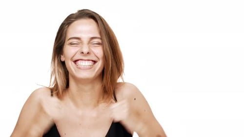 Excited Woman Celebrates Success With Joyful Expression