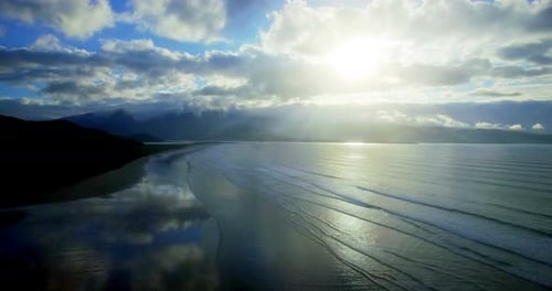 Cloudy sky over calm sea 4k