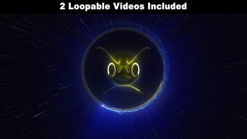 Animated Neon Angry Emoji Warp Tunnel Loop