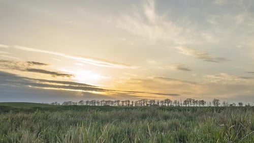 Sunset Clouds at Field in Spring