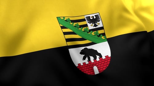 Waving Flag of Saxony-Anhalt Animation with Coat of Arms