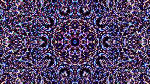 Hypnotic Neon Geometric Abstract Mandala Kaleidoscope Background