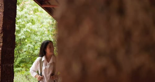 Couple visit ancient temple