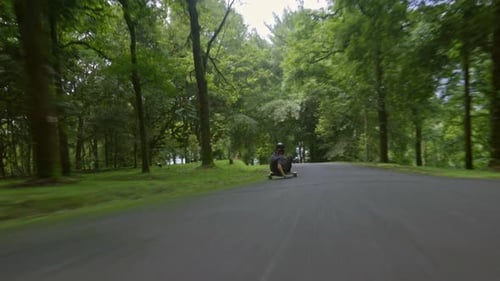 Riding skateboard in park