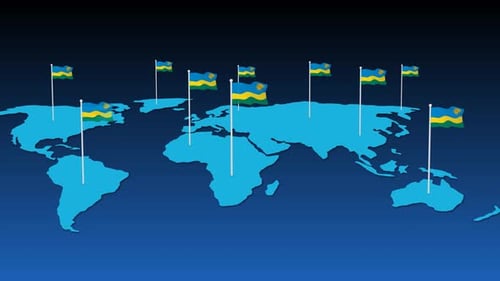 Animated World Map with Global Waving Flags