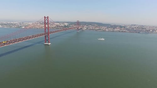 Aerial shot of the 25th of April bridge