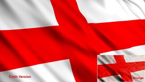 Waving England Flag Loop Clean and Grunge Styles