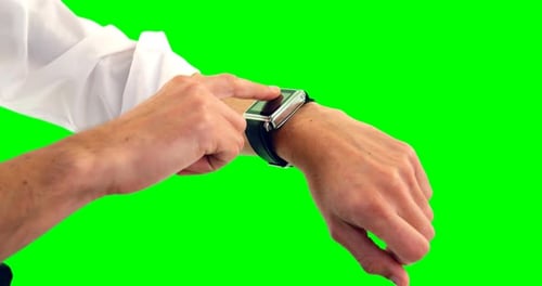 Man using smartwatch