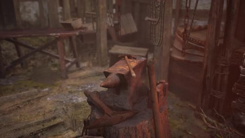 View of Blacksmithing Tools in the Forge
