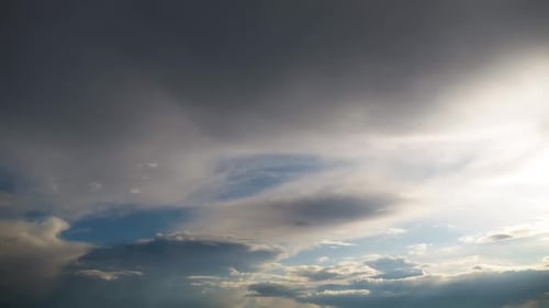 Clouds Move Smoothly in the Blue Sky. Timelapse. Cloud Space.