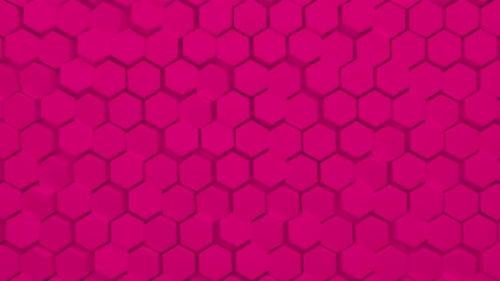 Abstract pink hexagonal background. A large number of green hexagons