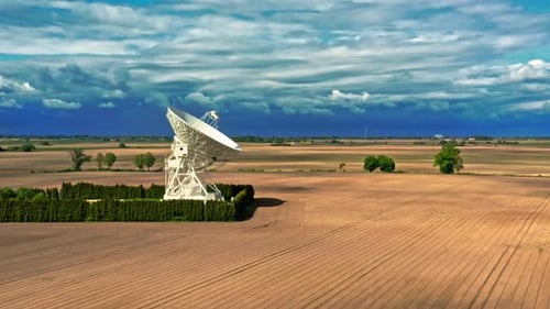 Observatory astronomical on brown filed in Poland.