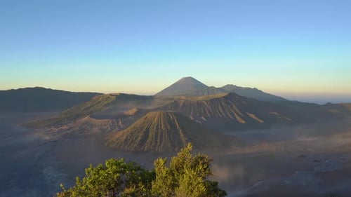 Sunrise at the View Point on the Bromo Volcano Inside the Tengger Caldera on the Java Island