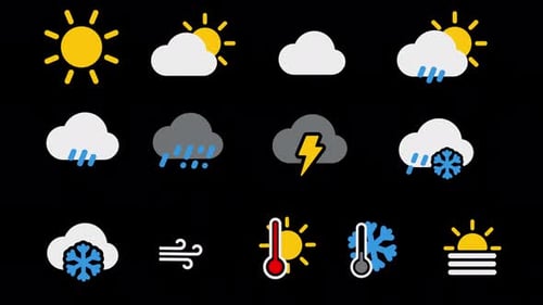 Animated Weather Forecast Icons Pack in Flat Design