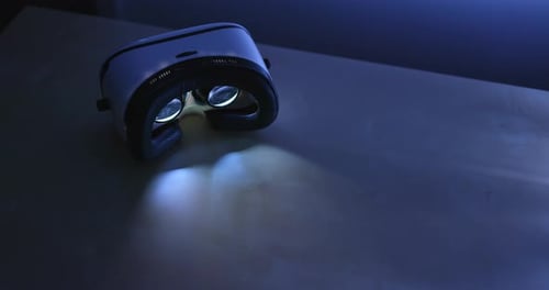 Virtual Reality Headset on Gray Surface