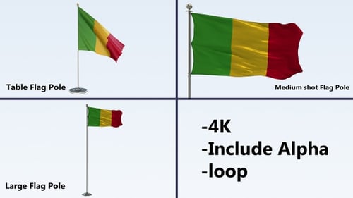 Mali Flaggenmast-Set mit 4K-