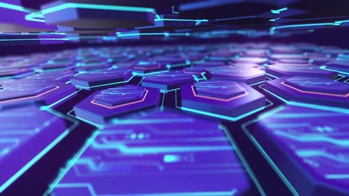 Futuristic Hexagon Grid Technology Loop Background