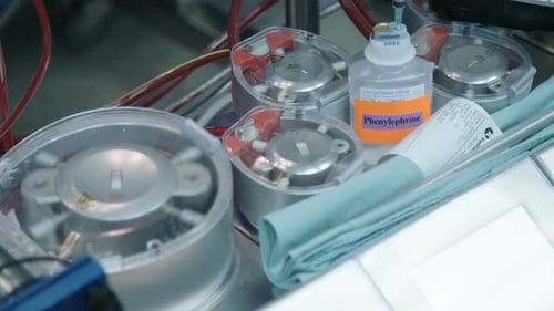 Heart lung machine working during open heart surgery at the hospital