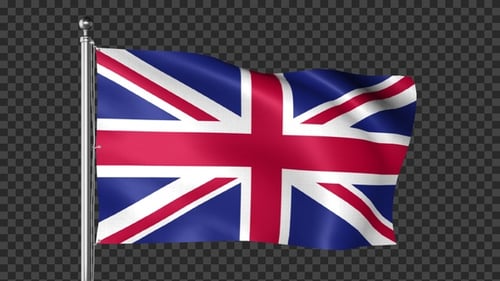 Union Jack Flag Waving Animation on Transparent Background