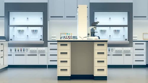 Modern Science Laboratory with Medical Research Equipment Animation