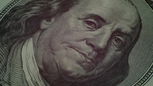 Macro of Benjamin Franklin on US Currency