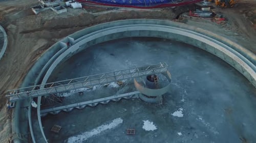 Huge Circle of Basin with Footbridge for Wastewater Service
