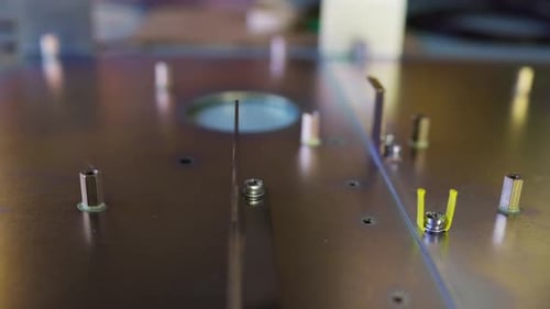 Slider Shot of a Blank Metal Components in Workshop Laboratory