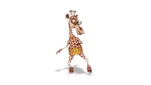 Funny Stylized Giraffe Character Wearing Glasses Dancing