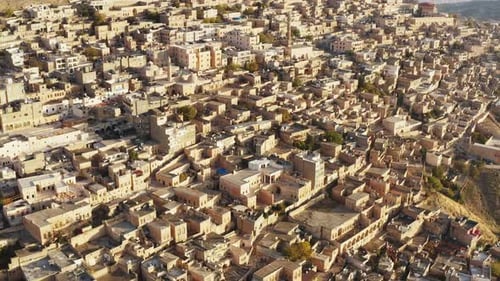 Drone Video of the Streets of the Historic City with Mosques and Houses