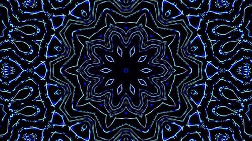 Shimmering Blue Abstract Kaleidoscope Loop Background