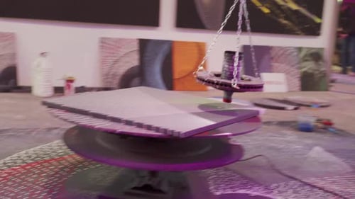 Art Machine Creating Abstract Artwork in Studio