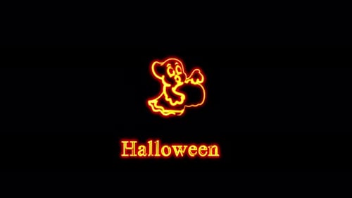 Neon Ghost and Halloween Text Reveal Animation