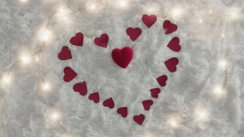 Heart Surrounded by String Lights on White Background