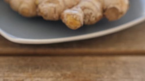 Close Up of Ginger Root on a Plate
