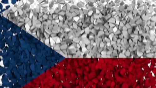 Czech Republic Flag Breaking Rocks Transition
