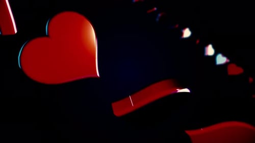 Flowing 3D Hearts with Neon Outline Animation